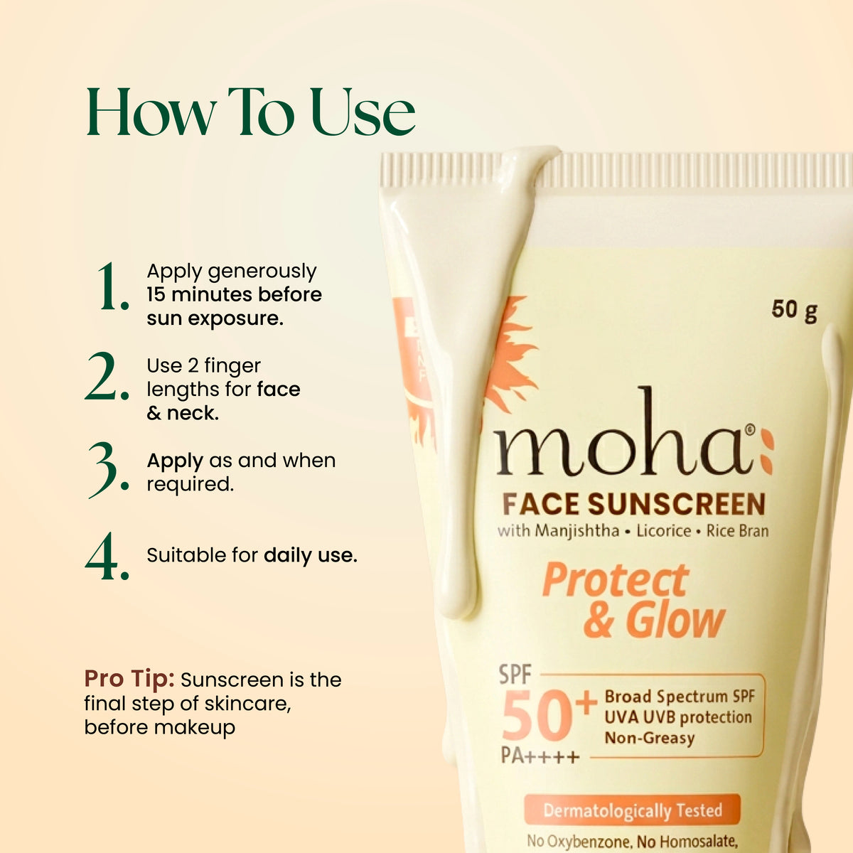 Face Sunscreen with SPF 50+PA++++Photostable Safest New-Gen UV Filters + pH balanced