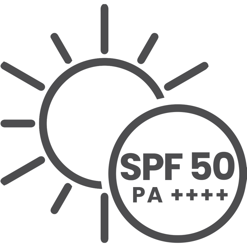 SPF 50+ PA++++ – Shields skin from both UVA  photoageing and UVB sunburn.