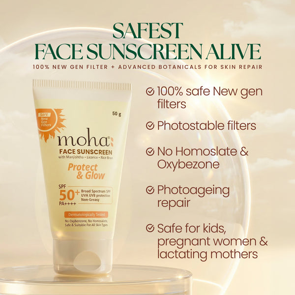Face Sunscreen with SPF 50+PA++++Photostable Safest New-Gen UV Filters + pH balanced
